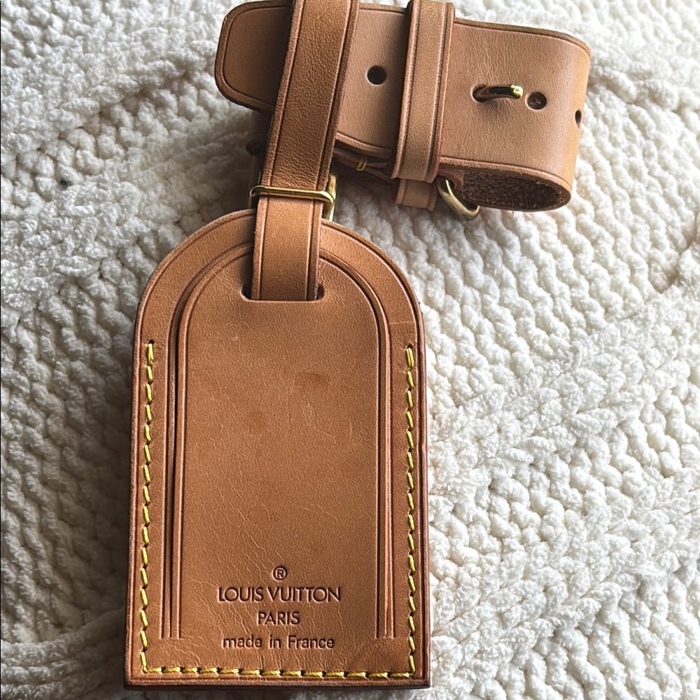 💎AUTHENTIC 💎💕LOUIS VUITTON 💕Brown Leather Luggage Tag - Picture 7 of 7